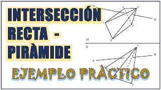 Intersección de una Recta con una Pirámide  Dibujo Tècnico [upl. by Ayotyal]