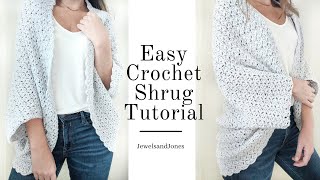 How to Crochet an Easy Shrug  Crochet Shrug Tutorial [upl. by Woodhead]