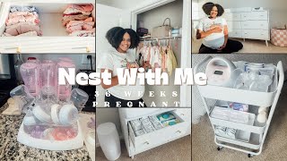 Nest With Me at 36 Weeks Pregnant Organizing Dresser Sterilizing Bottles NursingDiaper Cart [upl. by Atiuqrahc]