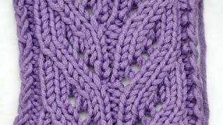 How to Knit  Lace Stitch Leaves Rib  Knitting Stitch [upl. by Doughman]