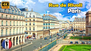 🇫🇷 Paris Rue de Rivoli Hôtel de Ville Louvre Jardin des Tuileries Big Walking Tour 4K60fps [upl. by Sucramel]