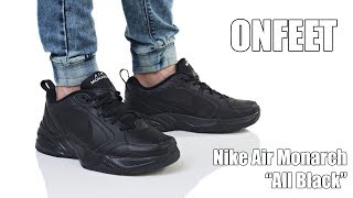 Onfeet Nike Air Monarch IV quotAll Blackquot 415445001 Review  sneakersby [upl. by Baum127]