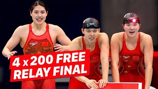 Epic WORLD RECORDBREAKING Womens 4x200 Relay in Tokyo [upl. by Matronna]