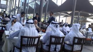 HH Sheikh Mohammed Bin Rashid Al Maktoum having lunch in DIFC Dubai UAE 2722013 [upl. by Thaddeus]