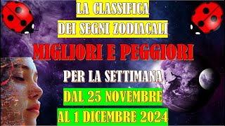 Classifica Segni Zodiacali Migliori e Peggiori per la Settimana dal 25 Novembre al 1 Dicembre 2024 [upl. by Ophelie]