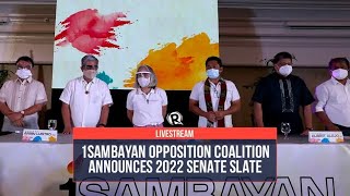 1Sambayan opposition coalition announces Senate slate [upl. by Franckot967]