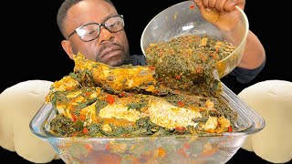 ASMR FUFU EFO RIRO AND MERLUZA FISH EATING SOUND NIGERIAN FOOD NO TALKING  AampE super kitchen [upl. by Adara676]