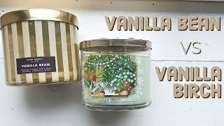 Vanilla Bean 🤎 Vanilla Birch 🤎 Henri Bendel and Bath amp Body Works candle review and comparison [upl. by Brackett43]