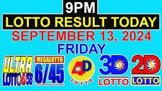 9pm Lotto Result Today September 13 2024 Friday [upl. by Clardy]