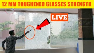 12mm Toughened glasses Strength test। How to check toughened glasses vs Normal glasss [upl. by Jarib]