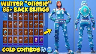 NEW WINTER quotONESIEquot SKIN Showcased With 85 BACK BLINGS Fortnite Battle Royale WINTER ONESIE COMBOS [upl. by Gwennie]