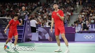 Chinas Feng and Huang dominate USAs Chiu and Gai in badminton opener  Paris Olympics  NBC Sports [upl. by Barrada]