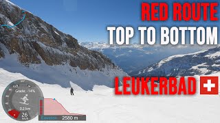 4K Skiing Leukerbad Schwalbennest  Red Route Top to Bottom Wallis Switzerland GoPro HERO9 [upl. by Ynohtnaleahcim]