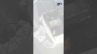 Semitruck carrying lithiumion batteries overturns sparks fire in San Pedro [upl. by Shull]