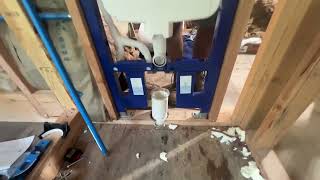 How to rough install a geberit wall hung toilet in a 2x6 amp 2x4 wall always double check the “pros” [upl. by Alegnaed]