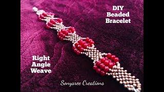 Right Angle Weave Beaded Bracelet DIY beaded bracelet [upl. by Euqirrne]