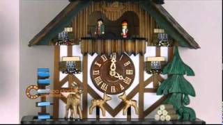 1 Day Musical Cuckoo Clock Cottage w Jumping Deer amp Moving Waterwheel 13 In Tall Black Forest [upl. by Yrnehnhoj843]