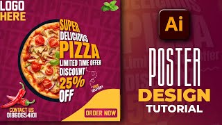 Modern Pizza Poster Design Tutorial in Adobe Illustrator 2024 [upl. by Acima875]