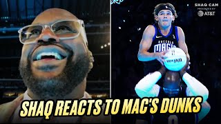 Shaq Reacts to Mac McClung Dunking Over Him  SHAQ CAM [upl. by Ultun]