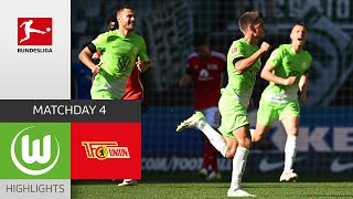 Strong Wolves  VfL Wolfsburg  Union Berlin 21  Highlights  Matchday 4 – Bundesliga 202324 [upl. by Ahsimot]