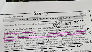 principles of insurance B com 2 year 3 semester important questionsOUbb education👍👍👍👍👍💯💯💯💯💯💯💯👍👍👍 [upl. by Bamberger]