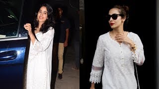 Arjun Kapoors sister Janhvi Kapoor and Malaika Arora TWIN in white as they step out in the city [upl. by Breban]