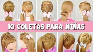 10 PEINADOS COLETAS CON TRENZAS PARA NIÑAS FACILES Y RAPIDOS [upl. by Ennaed513]