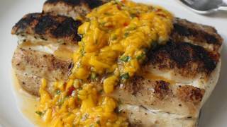 Mahi Mahi with Spicy Mango Sauce Recipe  Grilled Fish with Thai Chili Mango Sauce [upl. by Itsirhc]