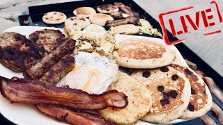 BLACKSTONE ULTIMATE PANCAKE MENU ON A FLAT TOP GRIDDLE  GoodMorning 140 Breakfast Vlog [upl. by Anelas]