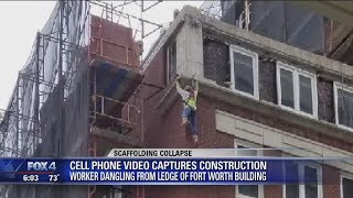 Man hangs off side of a building after scaffolding elevator collapses 3 injured [upl. by Angadreme]