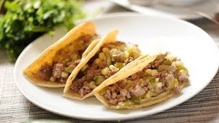 Tacos de picadillo verde  Ground meat tacos  Recetas de tacos [upl. by Ellenig]