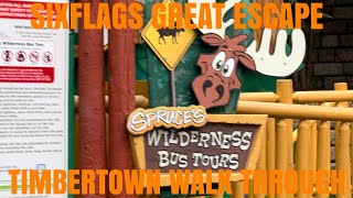 SixFlags Great Escape  Timbertown Walk Through [upl. by Ainsworth87]