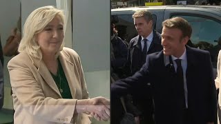 Macron e Le Pen disputarão 2º turno presidencial francês  AFP [upl. by Elaina]