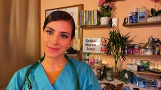 ASMR School Nurse Physical  1 HOUR FULL BODY Exam  Lice Check Eyes Ears Throat stomach [upl. by Naoh]