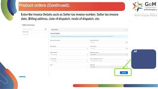 Invoice Creation  How to Generate Invoice and Process Order on GeM Portal [upl. by Fira]