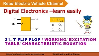 T flip flop working  truth table  excitation table  characteristic equation [upl. by Miarhpe]