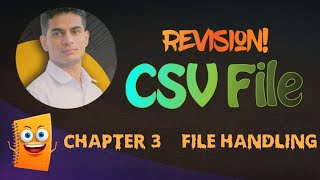 File Handling  CSV File Revision  Chapter 3 Class 12 Computer Science with Python  One Shot [upl. by Ialohcin]