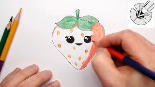 Cómo dibujar una Fresa kawaii paso a paso faciles  Dibujando y coloreando Fresa Dulce [upl. by Nnaylloh]