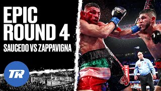 ONE OF THE GREATEST BOXING ROUNDS OF ALLTIME  Saucedo amp Zappavigna throw down in epic Round 4 [upl. by Sivie165]