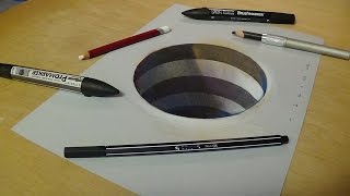 How To Draw A 3d Hole  Trick Art On Paper [upl. by Eisler]