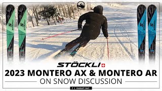 2023 Stockli Montero AR and Montero AX Skiing and On Snow Discussion with SkiEssentialscom [upl. by Nneb549]