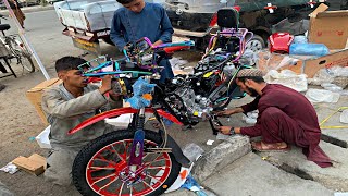 Assembling 200cc 2 Wheels Electric Bike in Afghanistan [upl. by Hoover]