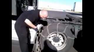 How to put tire chains on an 18wheeler for winter weather [upl. by Eaneg874]