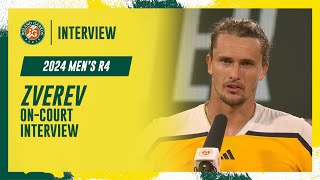 Zverev Round 4 oncourt interview  RolandGarros 2024 [upl. by Talia]