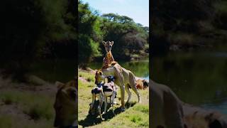 A Lioness Shows Kindness to a Strange Creature Leaving the Giraffe in Shock wildwonders [upl. by Drannel]