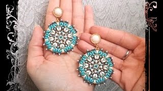 Orecchini  EMMA  Tutorial modulo ciondolo  superduo rocailles cristalli Perline Earrings DIY [upl. by Alyl977]