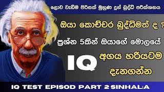 ඔබ කොච්චර බුද්ධිමත් ද විනාඩි 5න් ඔබේ බුද්ධි මට්ටම බලාගමු  Brain test sinhala  IQ test  Episode2 [upl. by Ilona995]