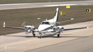 Beechcraft B60 Duke Arrival  Landing at Augsburg airport  Full HD [upl. by Dallon]