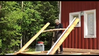 Building an American front porch on a wooden house in Sweden [upl. by Harcourt424]