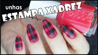 UNHAS COM ESTAMPA XADREZ  PLAID PATTERN NAILS designbyci [upl. by Aitnic]